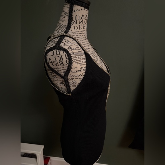 Cache Black Sleeveless Top with Silver Detailing. Vintage! - Picture 9 of 12